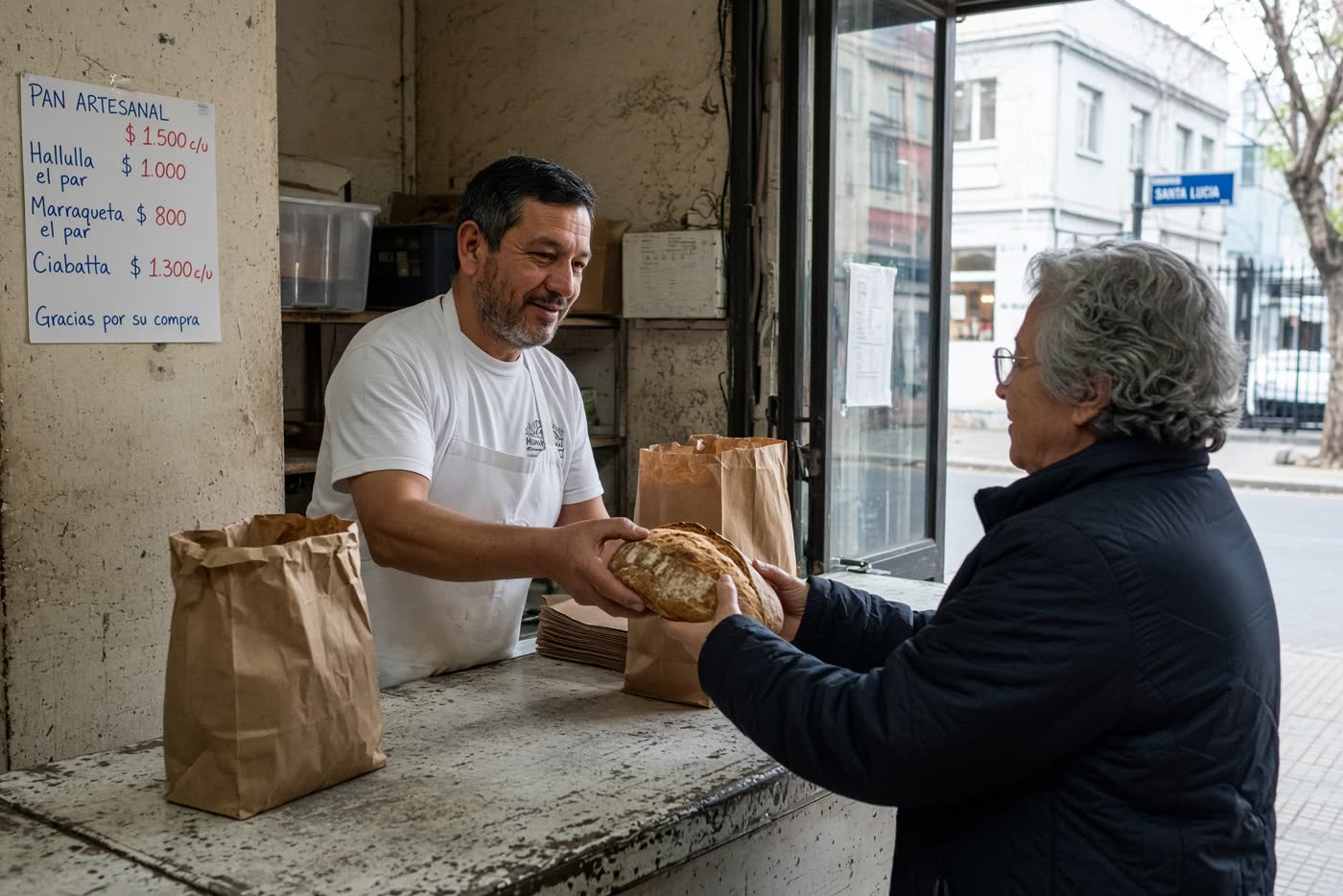 Panadería de barrio en Santiago